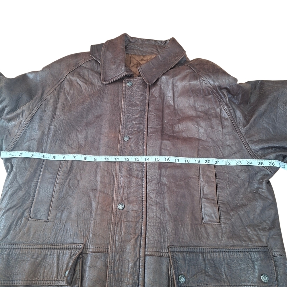 Vintage Aquascutum Of London Men's Brown Leather Jacket Coat Made In Canada - Picture 12 of 16